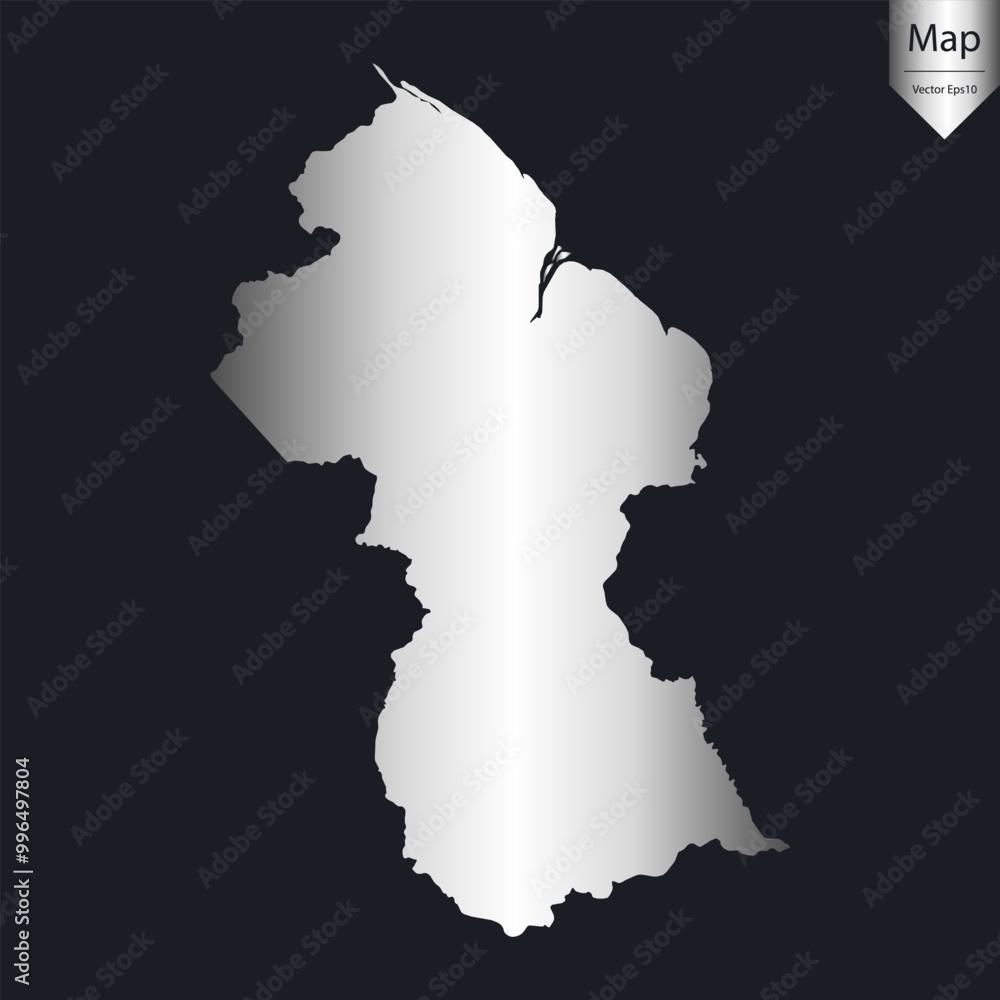 Abstract - High Detailed Silver Map of Guyana. Vector illustration eps10.
Abstract - High Detailed Silver Map of Guyana. Vector illustration eps10.