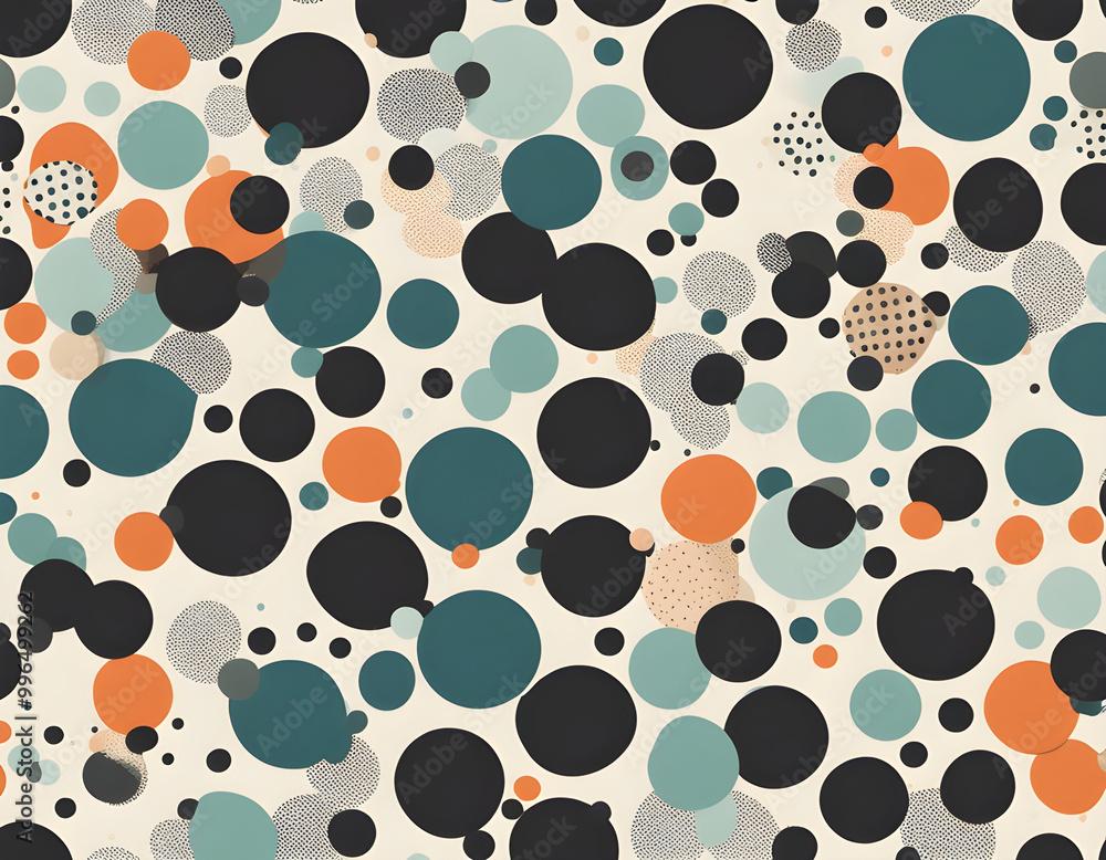 Fototapeta premium Seamless simple irregular arrangement polka dot circle background