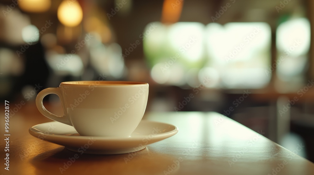Close up of an espresso cup in a cafe setting with a soft focus effect Close up of an espresso cup in a cafe setting with a soft focus effect