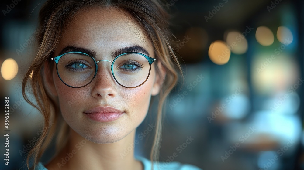 Portrait of a Young Woman with Glasses Portrait of a Young Woman with Glasses