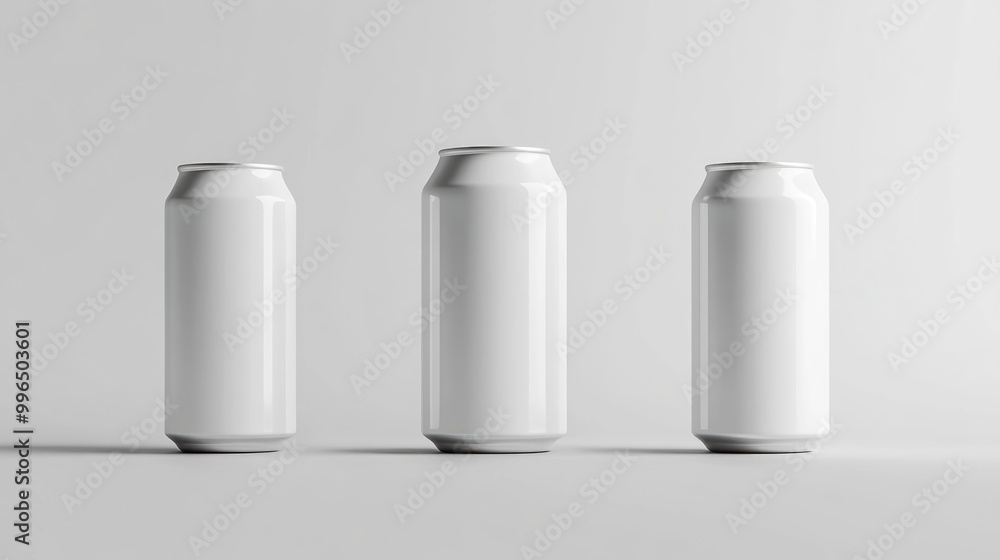 White aluminum cans in 500ml and 330ml sizes isolated on a plain background White aluminum cans in 500ml and 330ml sizes isolated on a plain background