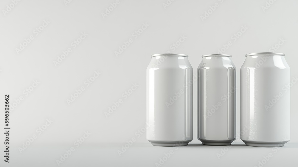 White aluminum cans in 500ml and 330ml sizes isolated on a plain background White aluminum cans in 500ml and 330ml sizes isolated on a plain background