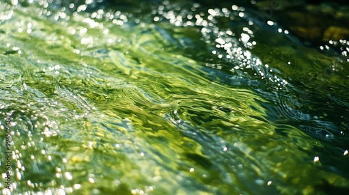 A close-up view of shimmering water with green hues, showcasing the beauty of nature and tranquility. Perfect for serene backgrounds.