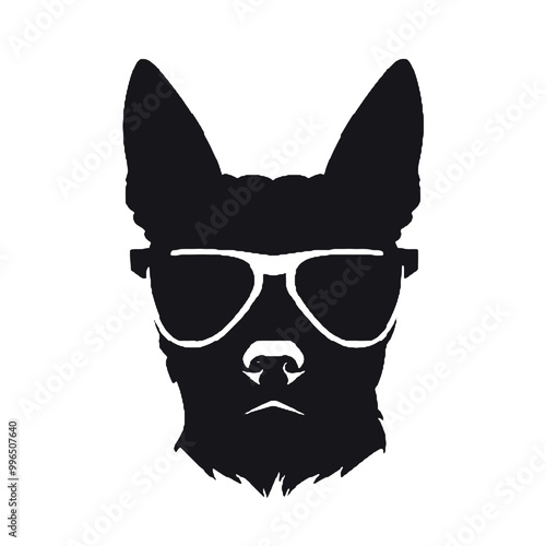 Dog in Stylish Glasses Silhouette Isolated on White Background – Vector Design