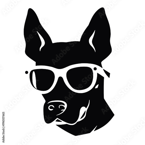 Dog in Stylish Glasses Silhouette Isolated on White Background – Vector Design