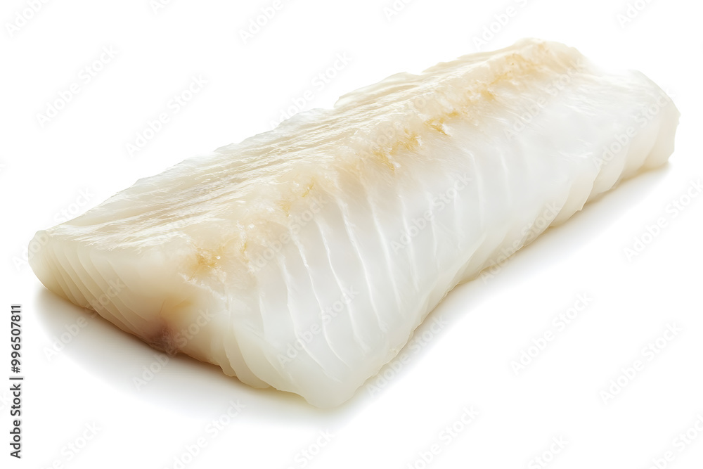 Fresh prepared white fish fillet isolated on white background Fresh prepared white fish fillet isolated on white background