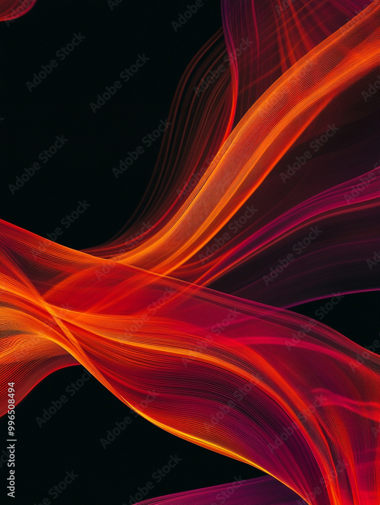 The image is a black and orange background with a red line that is curving and flowing. The image is a black and orange background with a red line that is curving and flowing.