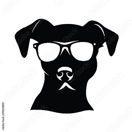 Stylish Dog in Glasses Silhouette Isolated on White Background – Vector Art