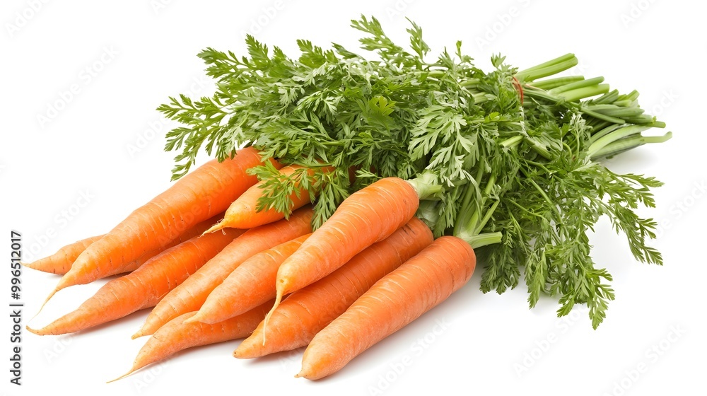 Carrots cascading gracefully isolated on a clean white backdrop Carrots cascading gracefully isolated on a clean white backdrop