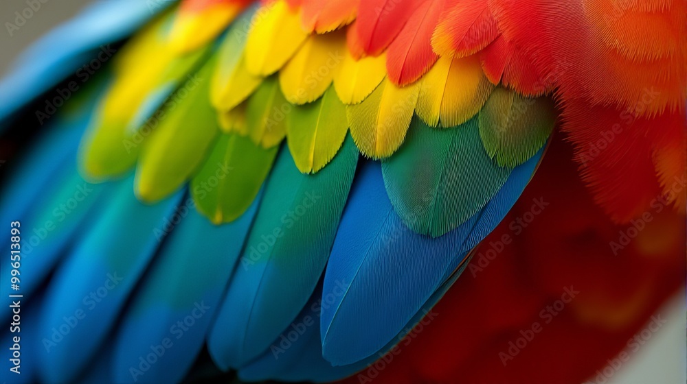 Fototapeta premium Vibrant and Detailed Close-up Parrot’s Macaw Feathers