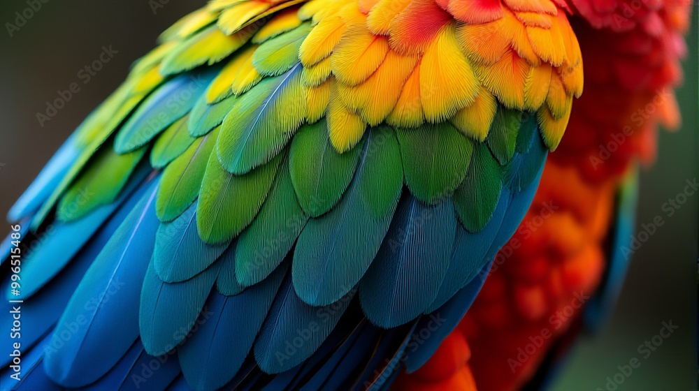 Obraz premium Vibrant and Detailed Close-up Parrot’s Macaw Feathers
