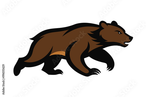 Solid color Marsican Brown Bear animal vector design photo