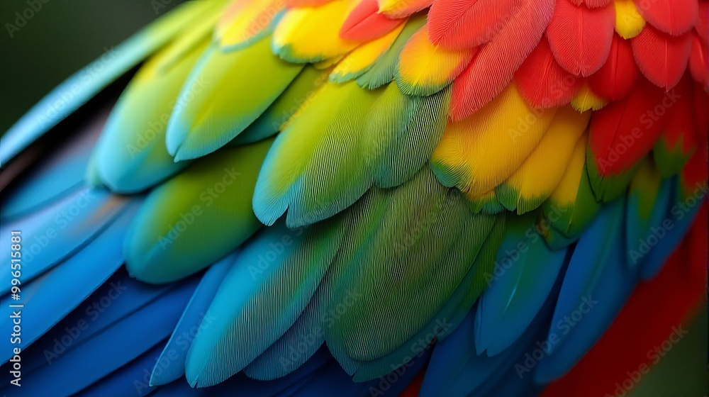 Obraz premium Vibrant and Detailed Close-up Parrot’s Macaw Feathers