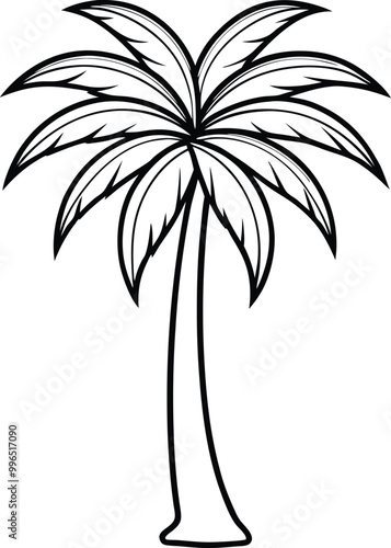 Palm tree vector art silhouette style with a white background.