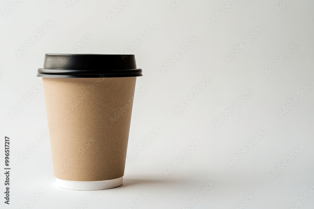 Brown takeaway coffee cup on white surface Brown takeaway coffee cup on white surface