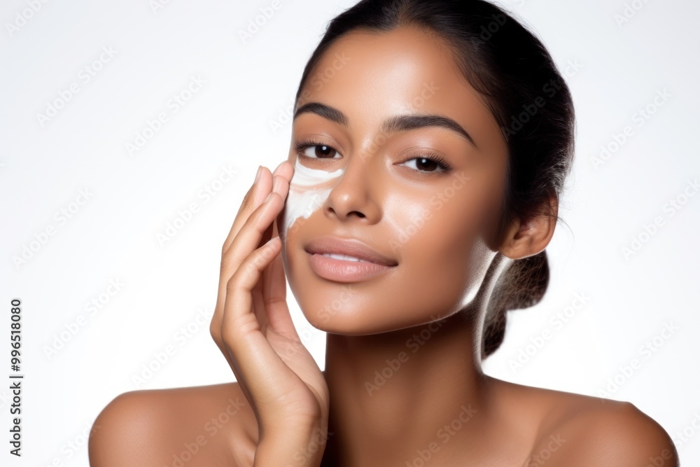 Cosmetics portrait applying adult. Cosmetics portrait applying adult.