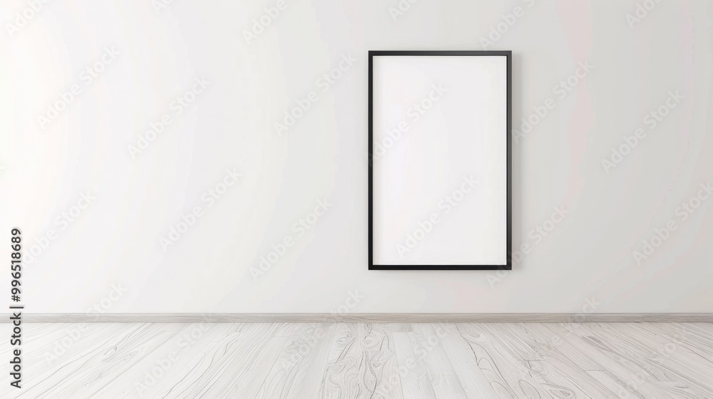 Empty black frame on white wall
Empty black frame on white wall