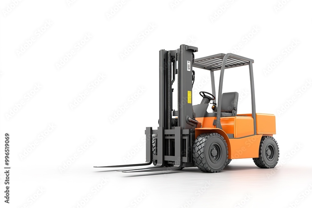 Fototapeta premium Orange forklift isolated on white background