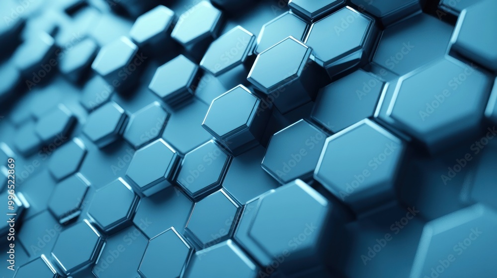 Close-up view of an abstract hexagonal pattern in shades of blue, creating a modern and futuristic design. Close-up view of an abstract hexagonal pattern in shades of blue, creating a modern and futuristic design.