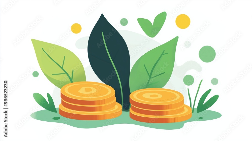 Coins and leaves, symbolizing growth and investment. Coins and leaves, symbolizing growth and investment.
