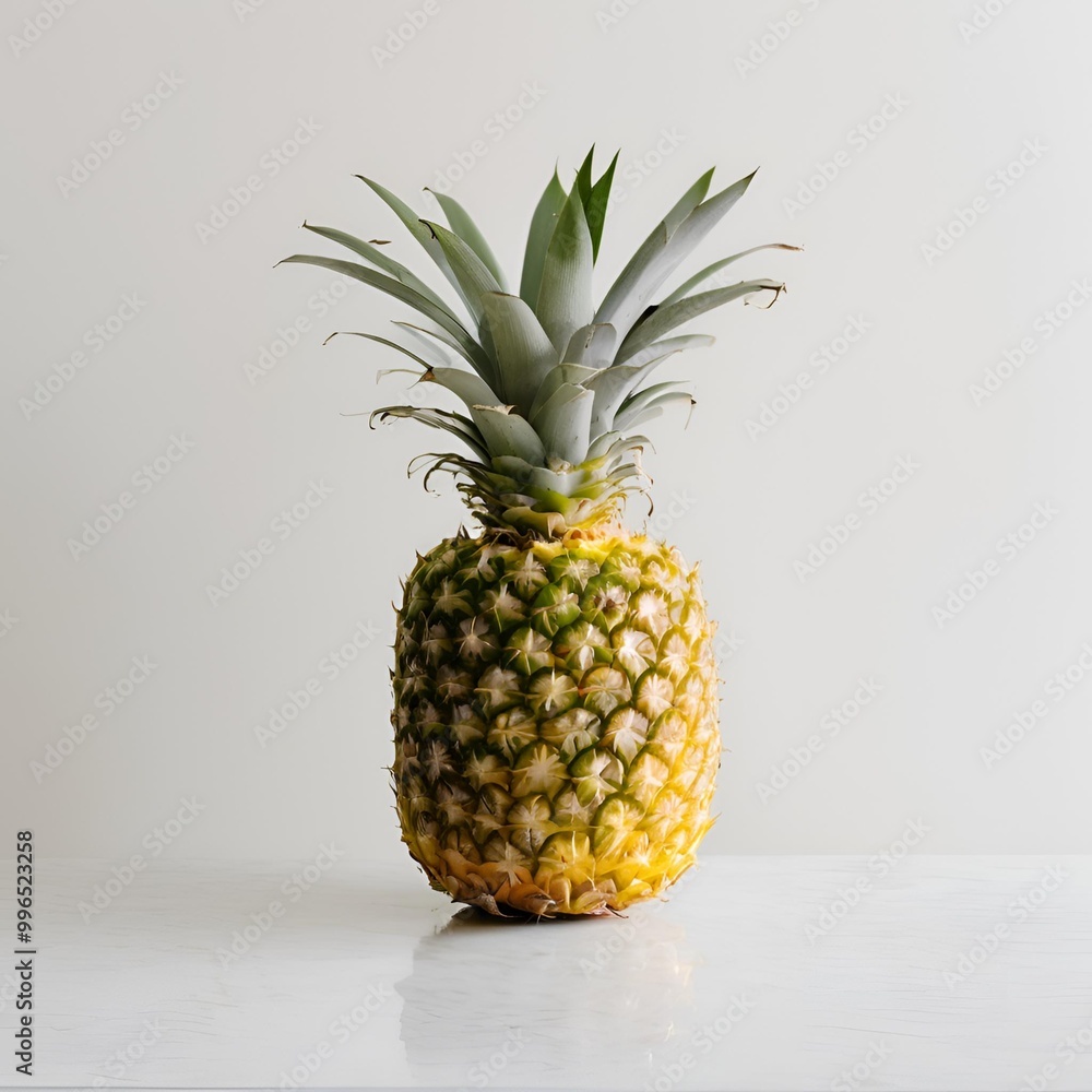 Fresh pineapple close-up on the grey top Fresh pineapple close-up on the grey top