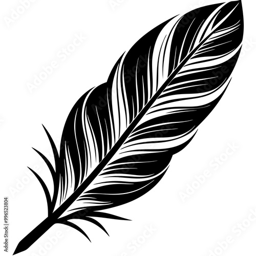 Feather silhouette vector illustration on white background