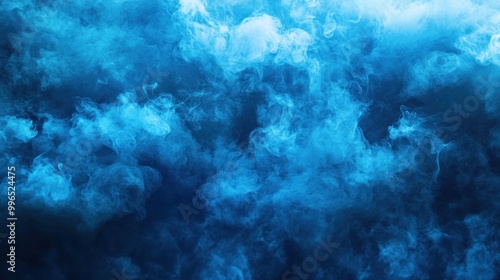 A mesmerizing display of blue smoke swirling through the air, creating a dynamic and ethereal atmosphere.