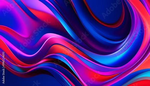 Vibrant Flow of Colorful Abstract Art with Iridescent Shiny Elements and AI-Generated Design