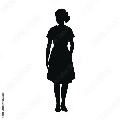 Healthcare Nurse Profile Silhouette Isolated on White Background – Vector Illustration