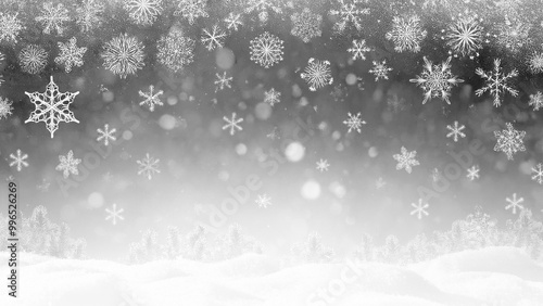 Obraz na płótnie Abstract winter background with snowflakes and bokeh effect. w salonie