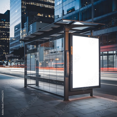 Wallpaper Mural Blank Billboard Mockup at Modern Bus Stop in City Torontodigital.ca