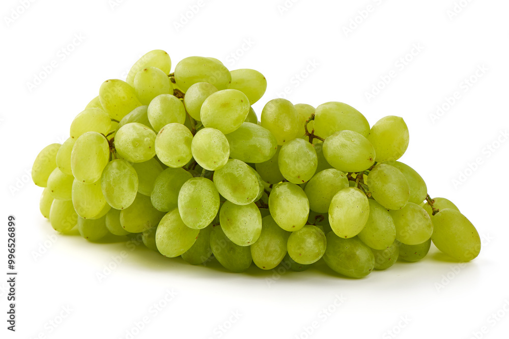 Bunch of ripe green sultana grapes, isolated on white background. Bunch of ripe green sultana grapes, isolated on white background.