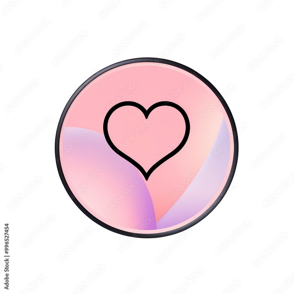 Soft Pastel Heart Icon on Glossy Background Soft Pastel Heart Icon on Glossy Background