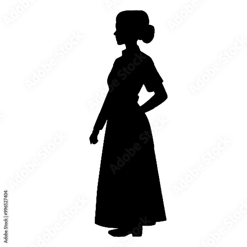 Medical Nurse Side Silhouette Profile Isolated on White Background – Vector Illustration