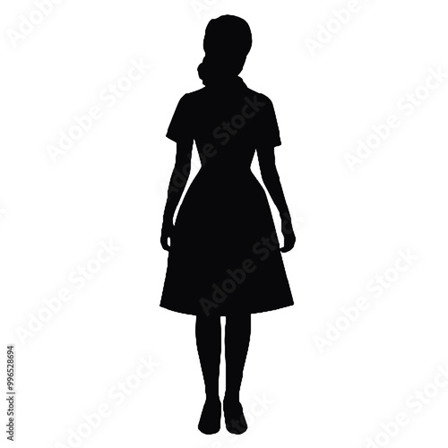 Female Nurse Profile Silhouette with Medical Cap Isolated on White – Vector Illustration