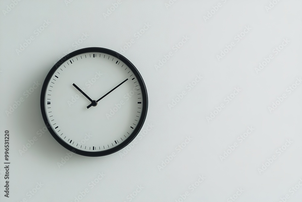 Minimal white wall clock showing 10:10 Minimal white wall clock showing 10:10