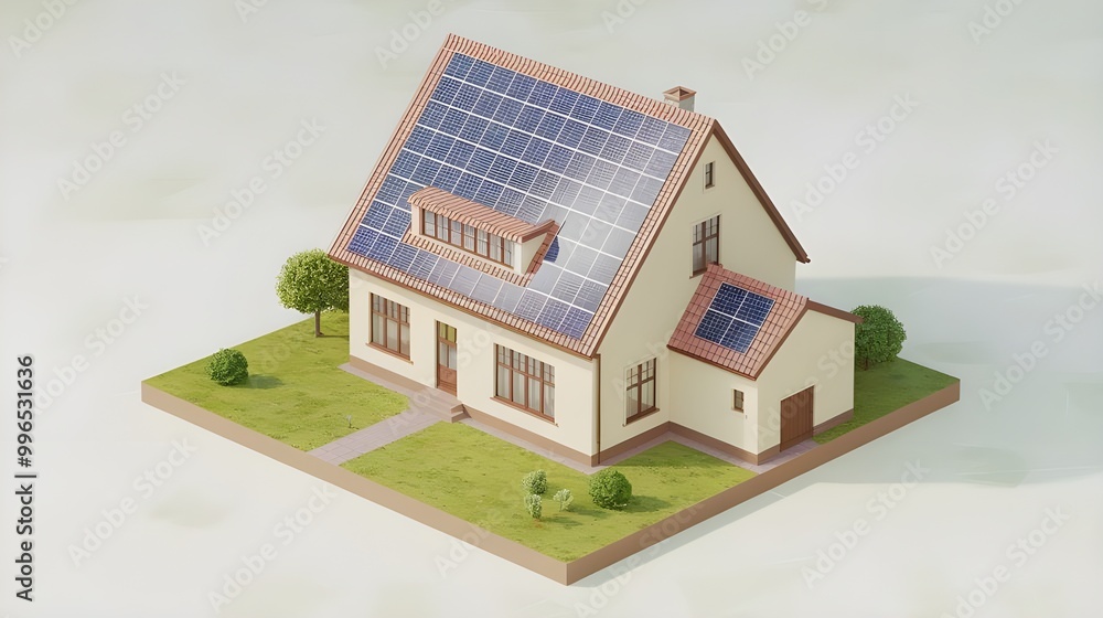 Sustnable Home with Solar Panels and Garden Sustnable Home with Solar Panels and Garden