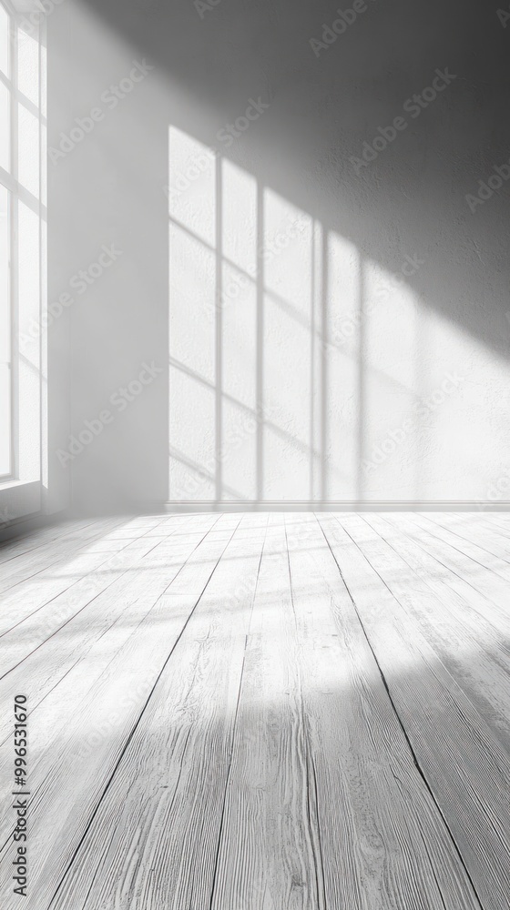 White Wooden Floor with Light Streaming Through Window White Wooden Floor with Light Streaming Through Window