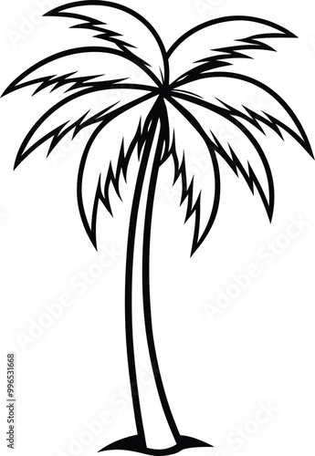 Palm tree vector art silhouette style with a white background.