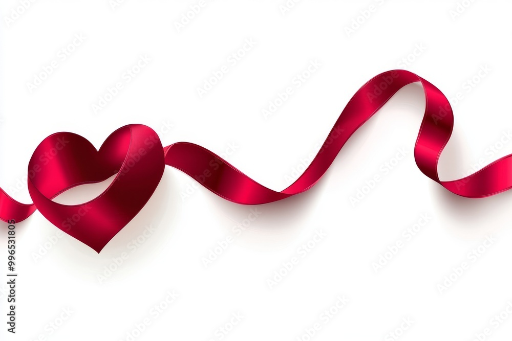 An isolated transparent png of a red heart shaped satin ribbon. February 14 holiday design element symbolizing warmth, love, romance, and happiness. An isolated transparent png of a red heart shaped satin ribbon. February 14 holiday design element symbolizing warmth, love, romance, and happiness.