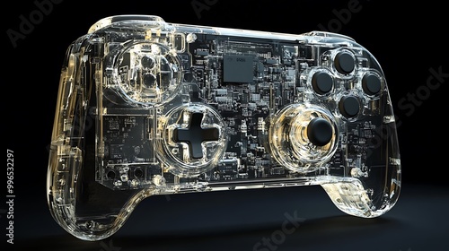 Transparent Gaming Controller with Visible Internal Circuitry photo