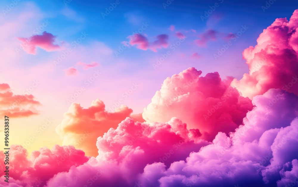 Colorful clouds at sunset over a vibrant sky, creating a serene atmosphere. Colorful clouds at sunset over a vibrant sky, creating a serene atmosphere.