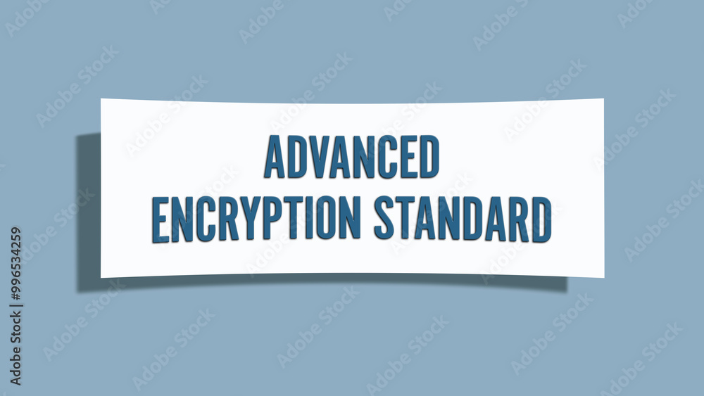 Advanced Encryption Standard. A card isolated on blue background. Advanced Encryption Standard. A card isolated on blue background.