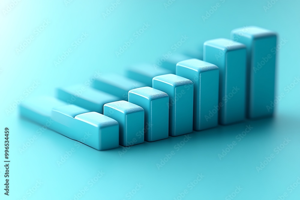 Blue chart bars over blue background showing growth Blue chart bars over blue background showing growth