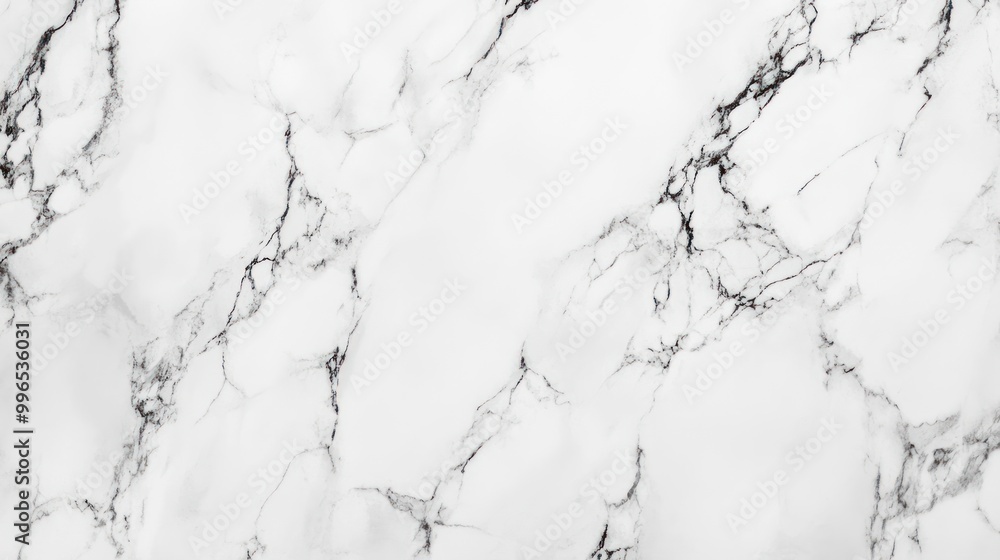 Obraz premium Close-up of elegant white marble with intricate black veining.