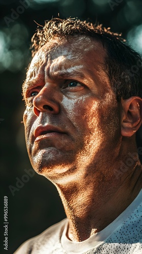 Close-up of a Man's Face with Dermatitis.