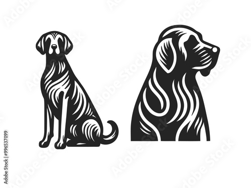 Dog silhouette vector Head and eps cut file and multi color bundle  for dog nish	
 photo