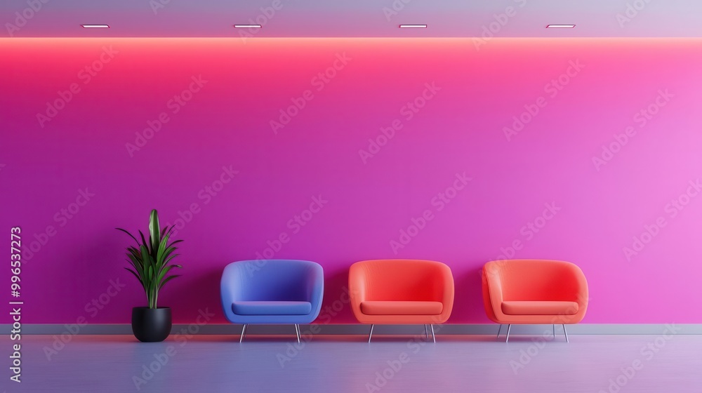 Avant-garde bank lobby with bold colors, unique furniture shapes, dramatic lighting, innovative bank design, luxury statement Avant-garde bank lobby with bold colors, unique furniture shapes, dramatic lighting, innovative bank design, luxury statement