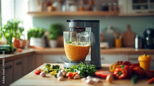 Freshly Made Smoothie in Kitchen Setting
