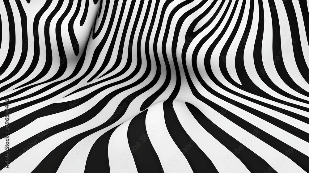 Abstract black and white striped pattern, wavy texture on a smooth surface. Abstract black and white striped pattern, wavy texture on a smooth surface.
